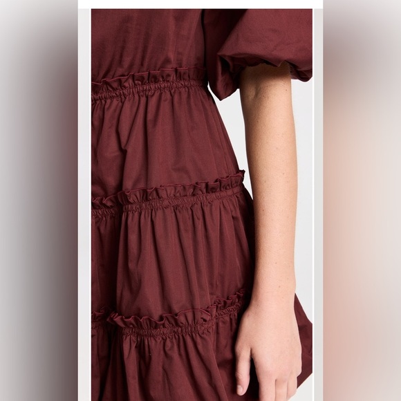 Jason Wu Size 10 Burgundy Wine Balloon Sleeve Tiered Mini Dress - Picture 5 of 13